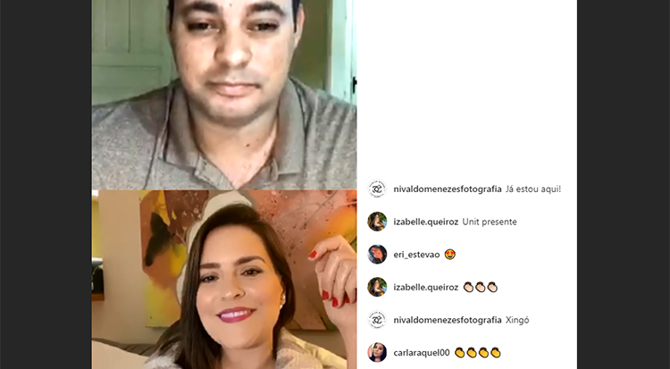 O professor Ericson e a jornalista convidada, Fabiana Panachão