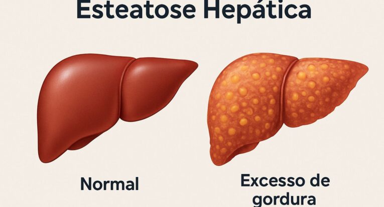 A esteatose hepática se configura quando o acúmulo de gordura no fígado passa de uma determinada quantidade (Imagem gerada por IA)